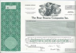 Bear Stearns stock certificate